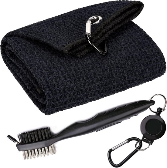 Stripe Golf Cleaning Set – Microfiber Golf handdoek & 3-in-1 Uitschuifbare Golfborstel met Groove Cleaner van Stripe.