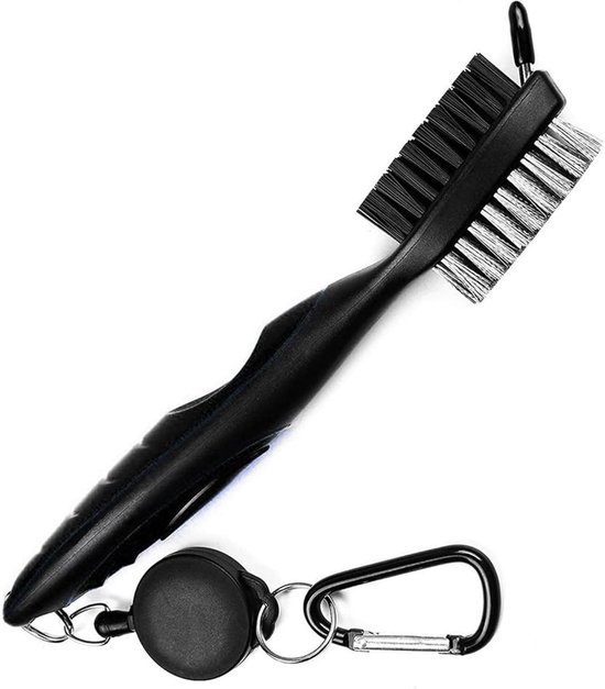 Stripe Golf Club Cleaning Brush – 3-in-1 Groove Cleaner met Uitschuifbare Clip (60cm) – Messing & Nylon Borstels – Ergonomisch Ontwerp – Zwart van Stripe.