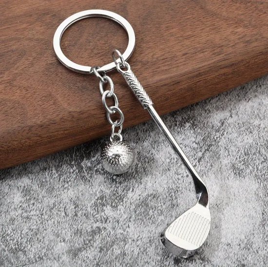 Stripe Golf Sleutelhanger – Duurzame Zinc Alloy Keychain met Realistische Golfbal & Clubclub – Uniek Ontwerp van Stripe.