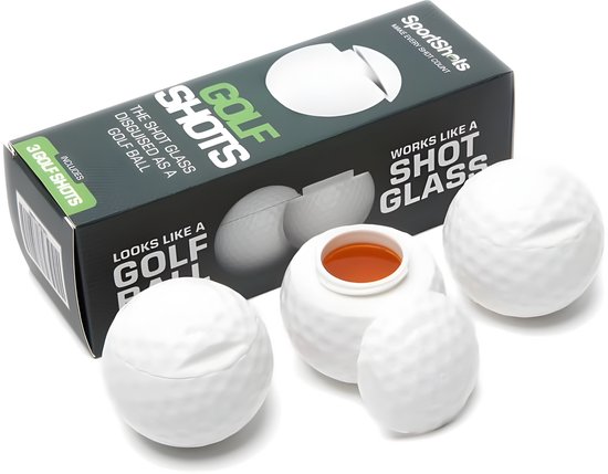 Stripe Golfbal Shotglaasjes - Uniek Golfcadeau voor Mannen, Set van 3 van Joejis