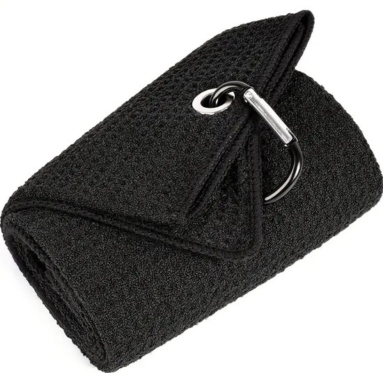 Stripe Golfhanddoek – Microfiber – Sneldrogend & Zacht – 60×40 cm – Met Karabijnhaak – Ideaal voor Golftas & Golfclubs – Zwart van LifeGoods