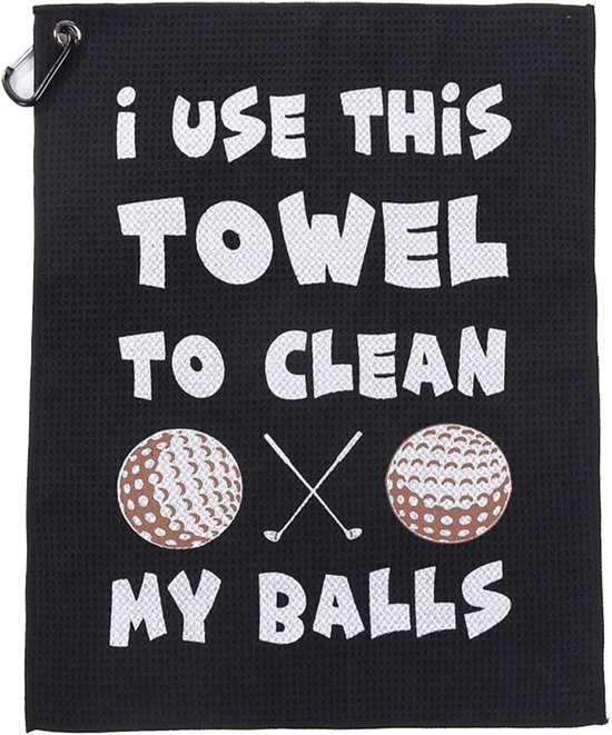 Stripe Grappige Golfhanddoek – I Use This Towel To Clean My Balls – Microvezel Golf Towel met Clip – Funny Golf Accessoires & Cadeau – 40x60cm van Stripe.