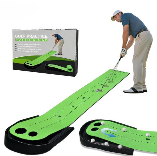 Stripe putting mat met automatische balretour