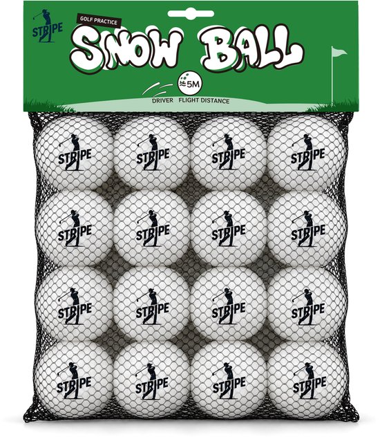 Stripe Snow Ball golf oefenballen - Zacht en geluidsarm - 16 stuks