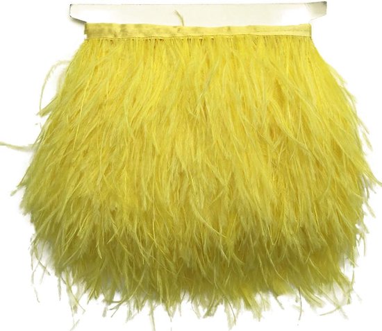 - Struisvogelveren franjes met satijnen lint - Voor naaien, handwerk, decoratie, jurk, vermomming - 1,8 m