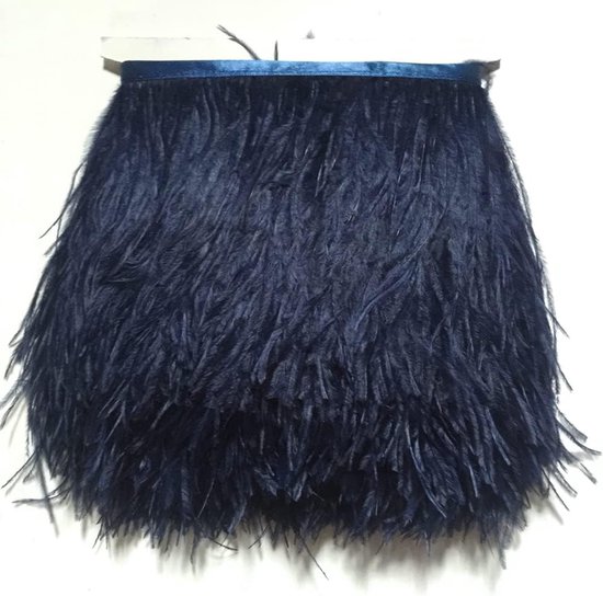 Struisvogelveren trim pony gebruikt bruiloft naaien ambachten kostuums decoratie pakket van 2 meter (marineblauw)