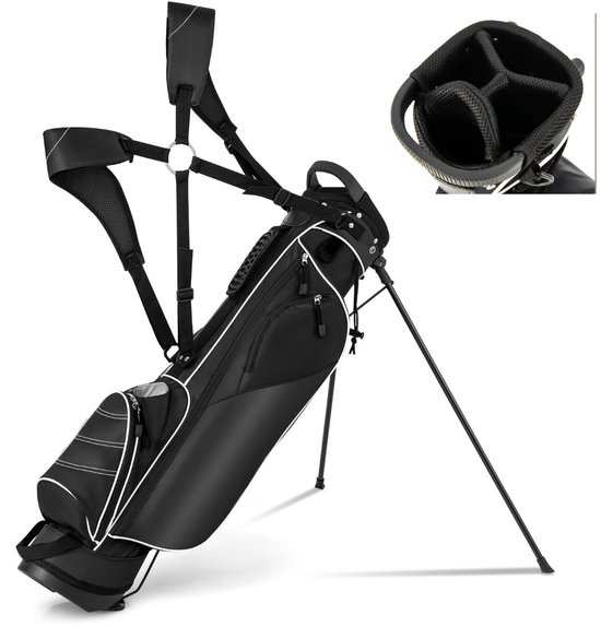 SureDeal® - Golf - Golftas Golfstandtas - Poten Regenhoes - Vaks Verdeling Lichte - Standaard - Dames - Heren - 20,5x14 cm - Zwart