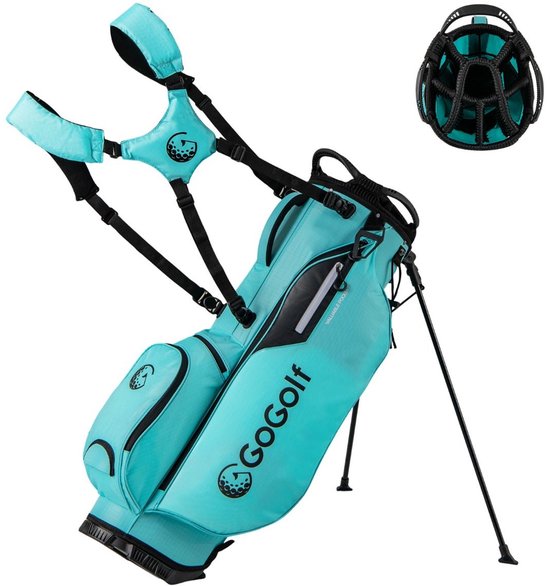 SureDeal® - Golf - Standtasche Bag - Vakken - Regenhoes Lichte Golftas - Zakken - Standaardvoeten - Heren Dames Turquoise - 28x24 cm - Turquoise