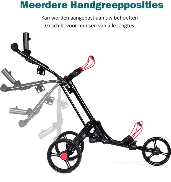 SureDeal® - Golf - Wiel Golftrolley Opvouwbare - Trekwagen Zwart - 68,5x131x105,5 cm - Zwart van suredeal