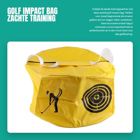 Swing Impact Golf Smash Bag voor training van de golfswing - Contactkracht voor golfoefeningen - Geel