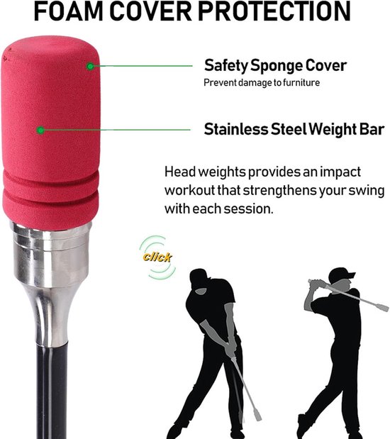 Swing Speed Trainer - Golf Oefenstick - Swing Ritme Verbeteren - Hoorbare Klik - 83 cm - Rood