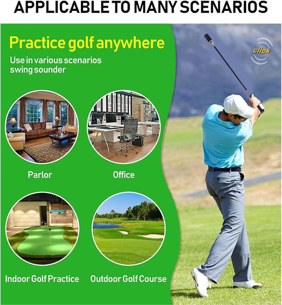 Swing Speed Trainer - Golf Swing Stick - Golfslag Verbeteren - Klikfeedback Systeem - 3268 Inch - Zwart