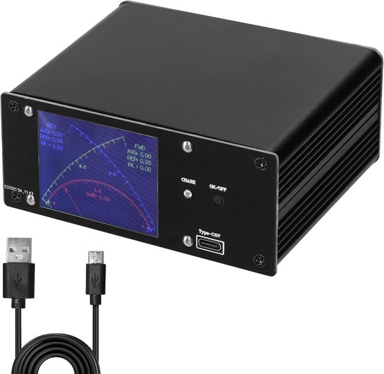 SWR Meter - Staande Golvenmeter - Kortegolf Meting - Touchscreen Overspanningsalarm - 0.4-60 MHz - Zwart