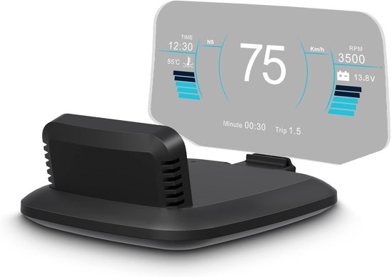 Systeem auto head-up display, toont meerdere functies, GPS-snelheidsmeter, OBD dashboard in de auto, met meerdere promptfuncties, geschikt voor alle auto's