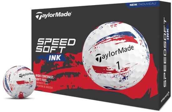 TaylorMade SpeedSoft Ink Golfballen 2026 - Blue Red - 12-Stuks van Merkloos
