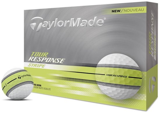 TaylorMade Tour Response Stripe Golfballen 2025 - Wit Geel - 12 Stuks van Merkloos