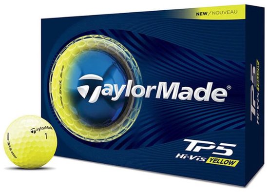 Taylormade TP5 Golfballen Hi-Vis Geel 2026 van Merkloos