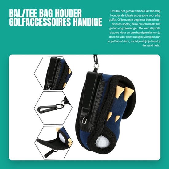 Tee Bag Houder Hoogwaardig Materiaal - Utility Pouch - Golf Accessoires - Inclusief 4 Tees - Slijtvast - Comfortabel en Makkelijk Mee Te nemen - Golfbaltas
