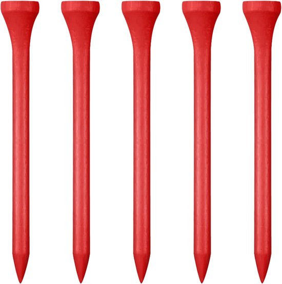 Tees 83mm 100 Stuks, Lange Houten Golf Tees (Rood, 3-1/4 inch)