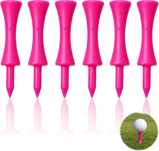 Tees kunststof, roze golftees 60 mm, golftee set herbruikbare plastic
