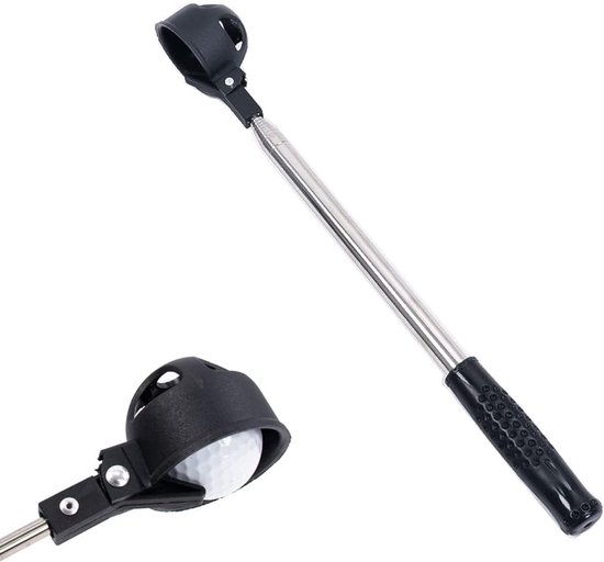 Telescopische Golfhengel Ball Retriever - 6.4ft - intrekbare golfbal-ophaalapparaat - Ball retriever - Automatische Vergrendeling - Compact Golfbalpick‑up & Golfaccessoire - zwart van Merkloos