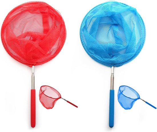 Telescopische schepnet voor kinderen - set van 2 - vlindernet met telescoopstang - vangen van insecten - vissen - outdoor tuinactiviteiten - natuur wetenschap van Toi-Toys