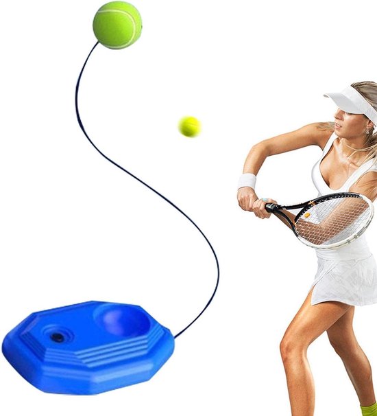Tennis reboundwand - Swing trainer - Balgevoel trainen - Elastisch koord herhaling - 20 x 21 x 5 cm - Zwart