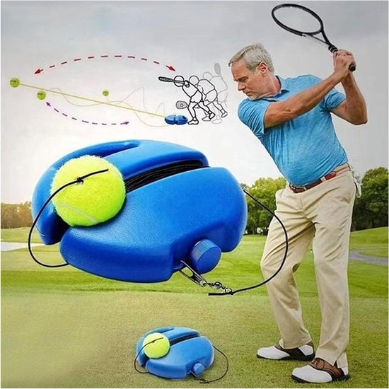 Tennisbal Trainer - Solo Oefenbal - Tennisvaardigheden Verbeteren - Verzwaarde Stabiele Basis - 400cm Koord - Zwart