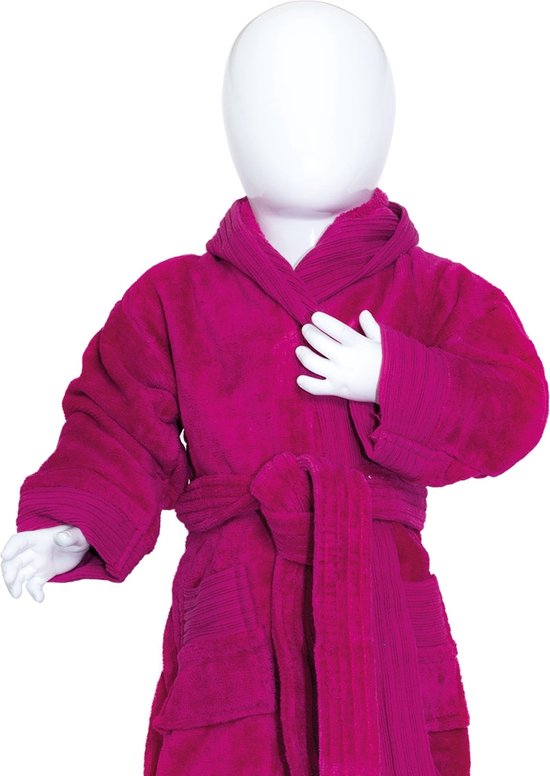 The One Towelling Baby Badjas - 55 x 34 x 33 cm - Maat 98/110 - Kamerjas - 100% Gekamd katoen - Magenta van The One