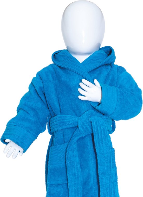 The One Towelling Baby Badjas - Maat 98/110 - Kamerjas - 100% Gekamd katoen - Turquoise van The One