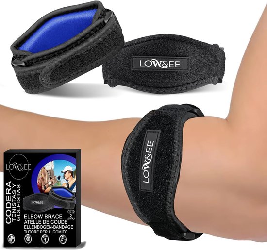 Thijox - Tenniselleboogband 2 stuks, verstelbaar en antislip, uniseks voor tennis, golf, gewichtheffen en meer