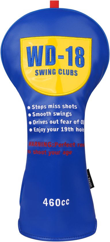 TIN-IN Golf Headcover Driver WD-18 Swing Clubs - Driver Cover van PU-leer met Zachte Voering - Universeel tot 460cc - Grappig Golf Cadeau van TIN-IN