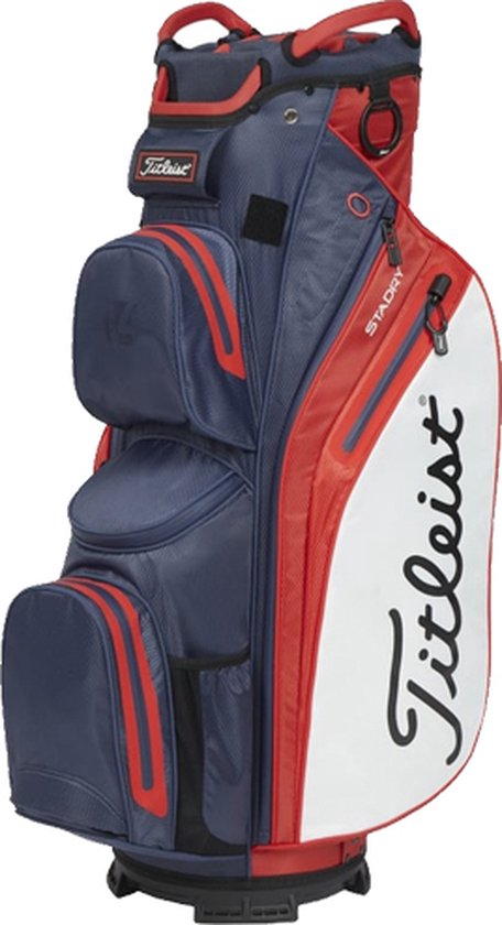 Titleist Cart 14 StaDry Waterproof Cartbag, navy/wit/rood van Titleist