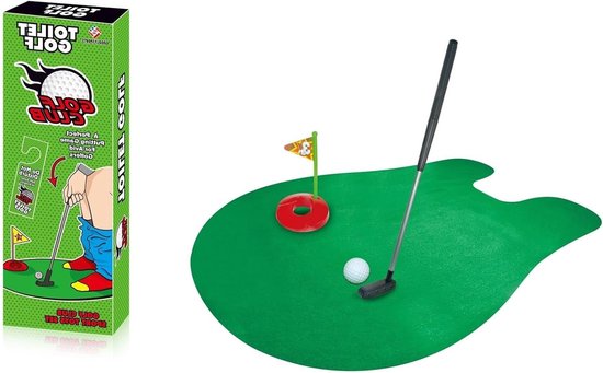Toilet Golf Set voor Thuis, Mini Golf Spel met Golfclub en Ballen, Leuk Cadeau voor Mannen met Putting Mat en Doel Haak van Merkloos
