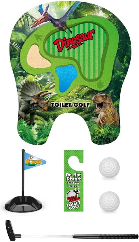 Toilet golfspelset, mini-puttingmat met putter, 2 ballen, vlaggetje en deurhanger, grappig cadeau voor mannen