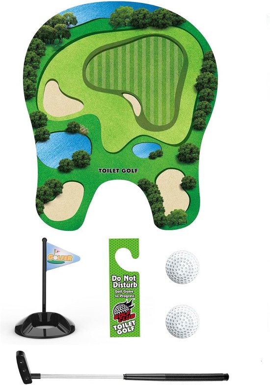 Toiletgolf, Toilet Golfspel voor op het Toilet, Mini Golfset en Grappig Cadeau voor Mannen, Golfcadeau voor Vader, Echtgenoot en Golfliefhebbers, Leuk Verjaardagscadeau en Origineel Toiletspel