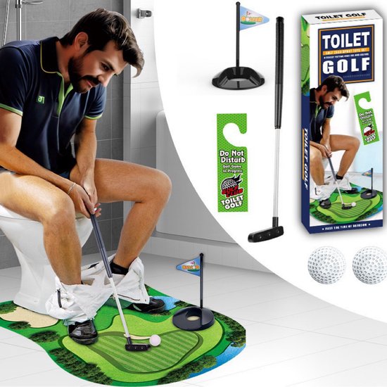 Toiletgolfspel - golfballen- Golf - Minigolf op het toilet - Leuke toiletspelletjes - Indoorgolf - 80*69 cm van Merkloos