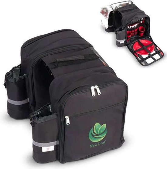 Toppoint Dubbele picknick fietstas - 40 x 14 x 32 cm - Zwart van Toppoint