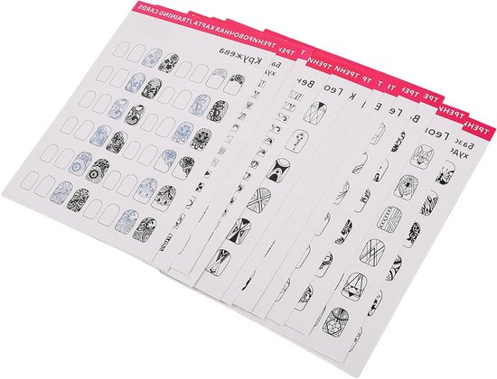 Training Mat voor Nagels - Wasbaar & Herbruikbaar - Diverse Vormen - 12 Modi - Oefenblad voor Nagelstylisten van Merkloos