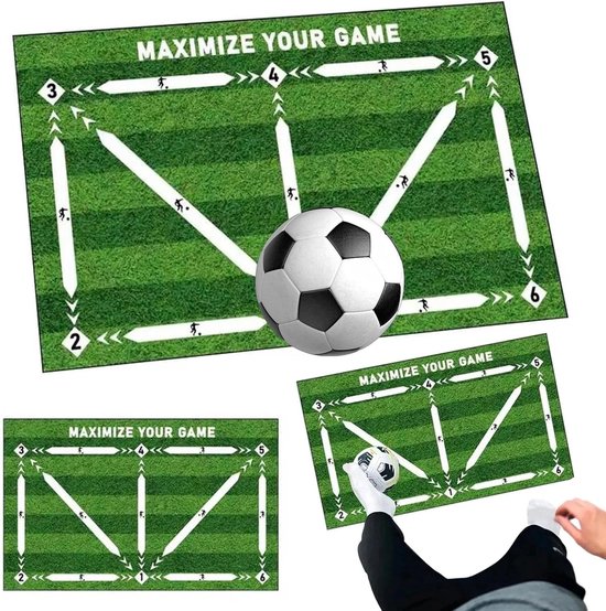 Training Mat voor Voetbal - Dribbelmat, Oefenmat voor Balcontrole, Antislip Trainingsmat voor Verbetering van Voetbalskills en Techniek