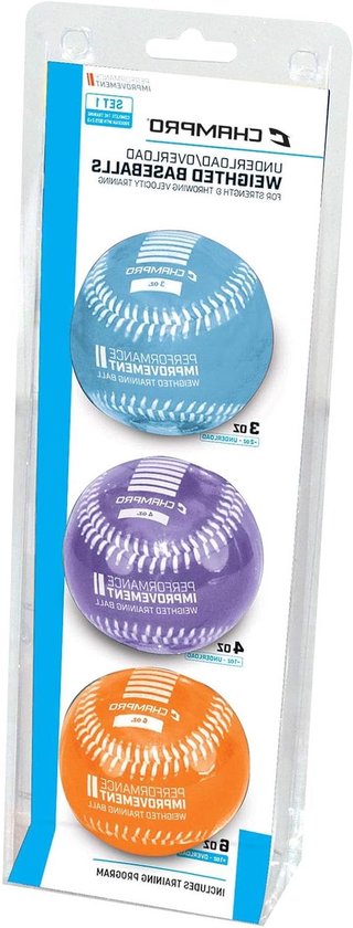 Trainings Honkbal Set - Slagbal Set - Armkracht Opbouwen - Gewichtsvariatie - 3 4 6 oz - Blauw Paars Oranje