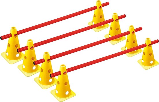 Trainingshorden Set - Kegels en Stangen - Sport Behendigheid Training - Multifunctionele Gaten - 4 Stuks 1 Meter