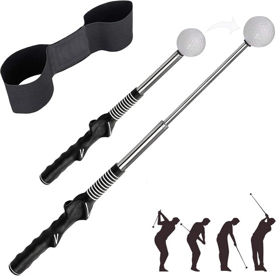 Trainingshulp, intrekbare golf grip krachttrainer met armband | Golf Swing Trainer voor betere golftechniek, golfaccessoires voor beginners en professionals