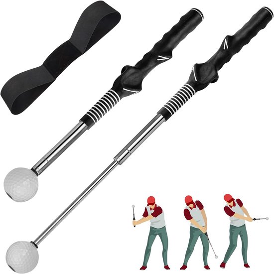 Trainingshulp & Oefenstick – Telescopisch met Click Feedback, Grip Hulp – Voor Rechtshandigen, Binnen & Buiten, Tempo, Chipping, Swing – Ideaal voor Beginners