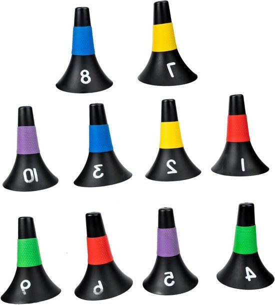 Trainingskegels - Markeerpionnen Kegels - Sporttraining Verbeteren - Draagbaar Compact Formaat - 10 Stuks - Diverse kleuren