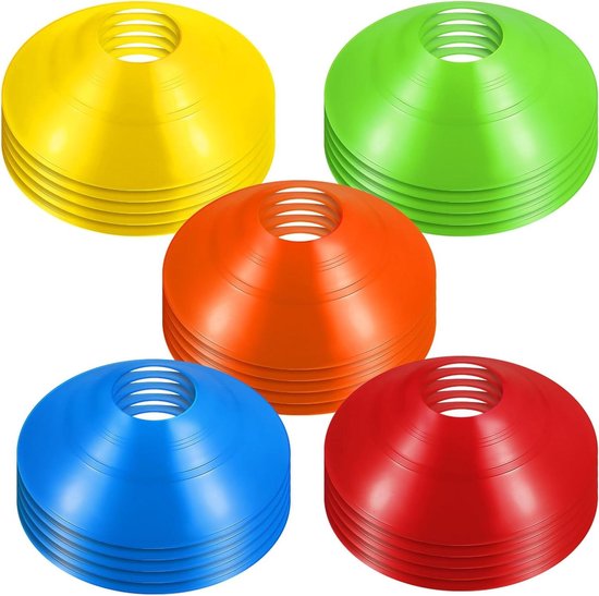 Trainingskegels - Markeerpionnen Platte Kegels - Sporttraining Oefenen - Verbeterde Zichtbaarheid - 30 stuks - Multicolor