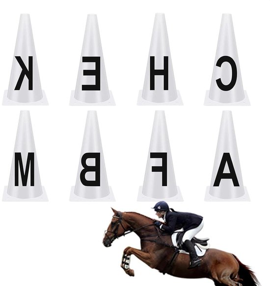 Trainingskegels Set - Ruitermarkers - Paardrijden Oefenen - Goed Zichtbare Letters - 12 Stuks - Meerdere Kleuren