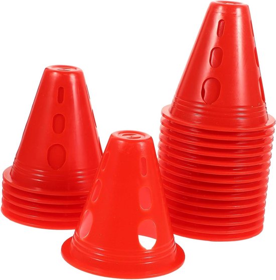 Trainingskegels - Sportmarkeringen - Hindernisbaan - Windbestendig ontwerp - 20 stuks - Rood