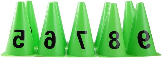 Trainingskegels Voetbal - Markeer Kegels - Sport Training - Genummerd Ontwerp - 10 Stuks - Felgroen