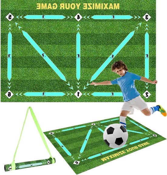 Trainingsmat voor Voetbal met Verstelbare Tailleband, Antislip, Schokabsorberend, 60 x 90 cm, Ideaal voor Techniek en Coördinatie Oefeningen